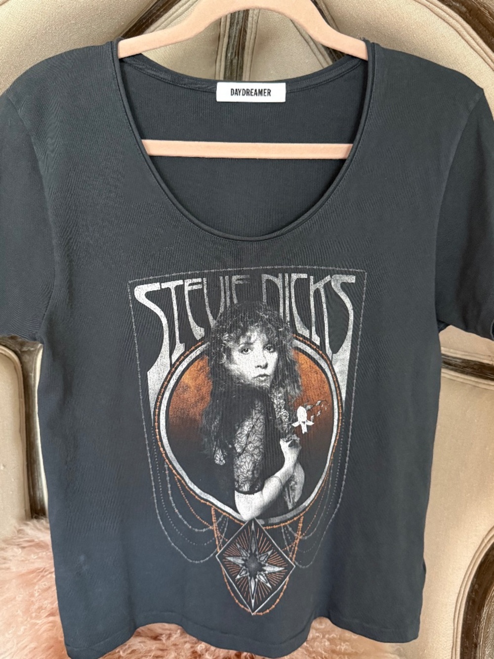 Daydreamer Stevie Nicks Free People T-Shirt Vintage Black Grey XS NWOT